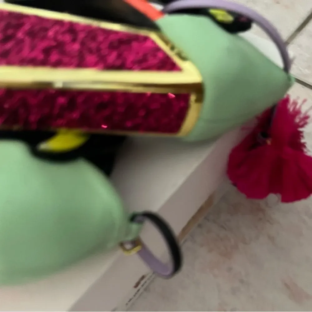 Kat Maconie aya Sandals Bird Parrot Beaded Glitter Heels Runway dressStone Shoes